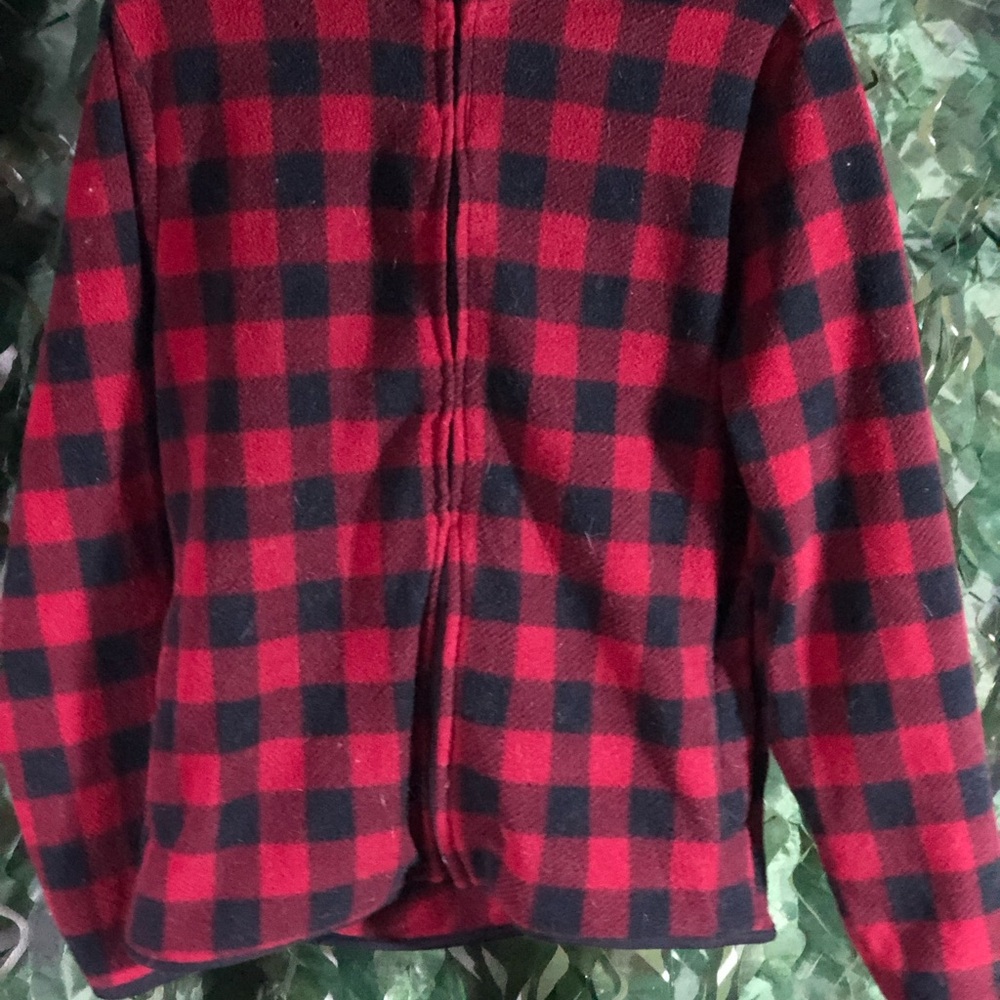 Basic Editions Red and Black Plaid Fleece Jacket